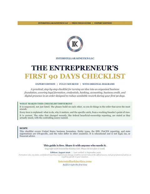 Cover of The Entrepreneur's First 90 Days Checklist